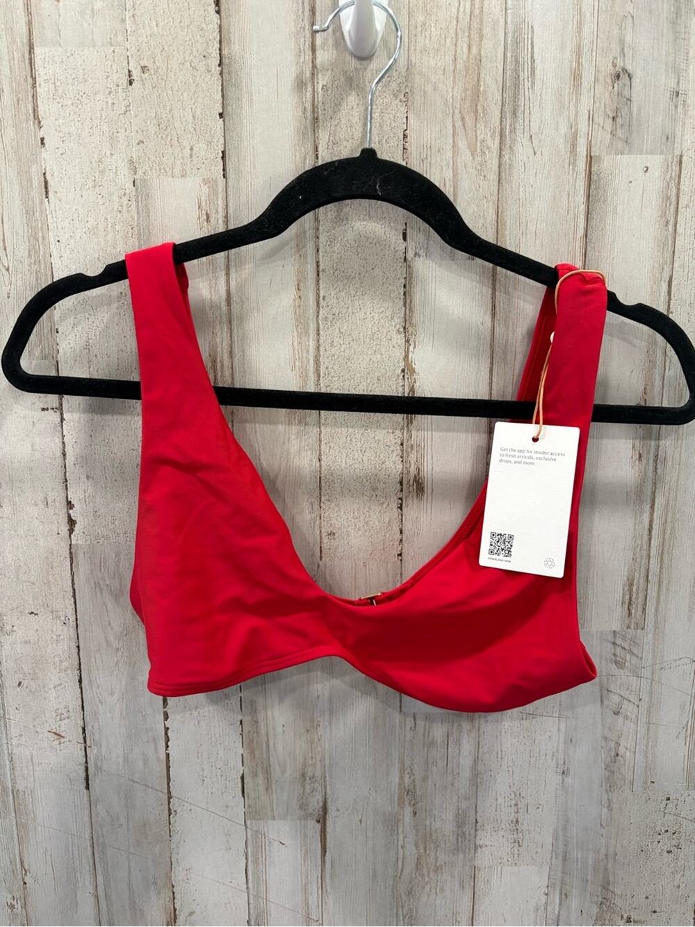 New Quince Italian Plunge Red Bikini Top Small Minimalist Resort Cruise Vacay